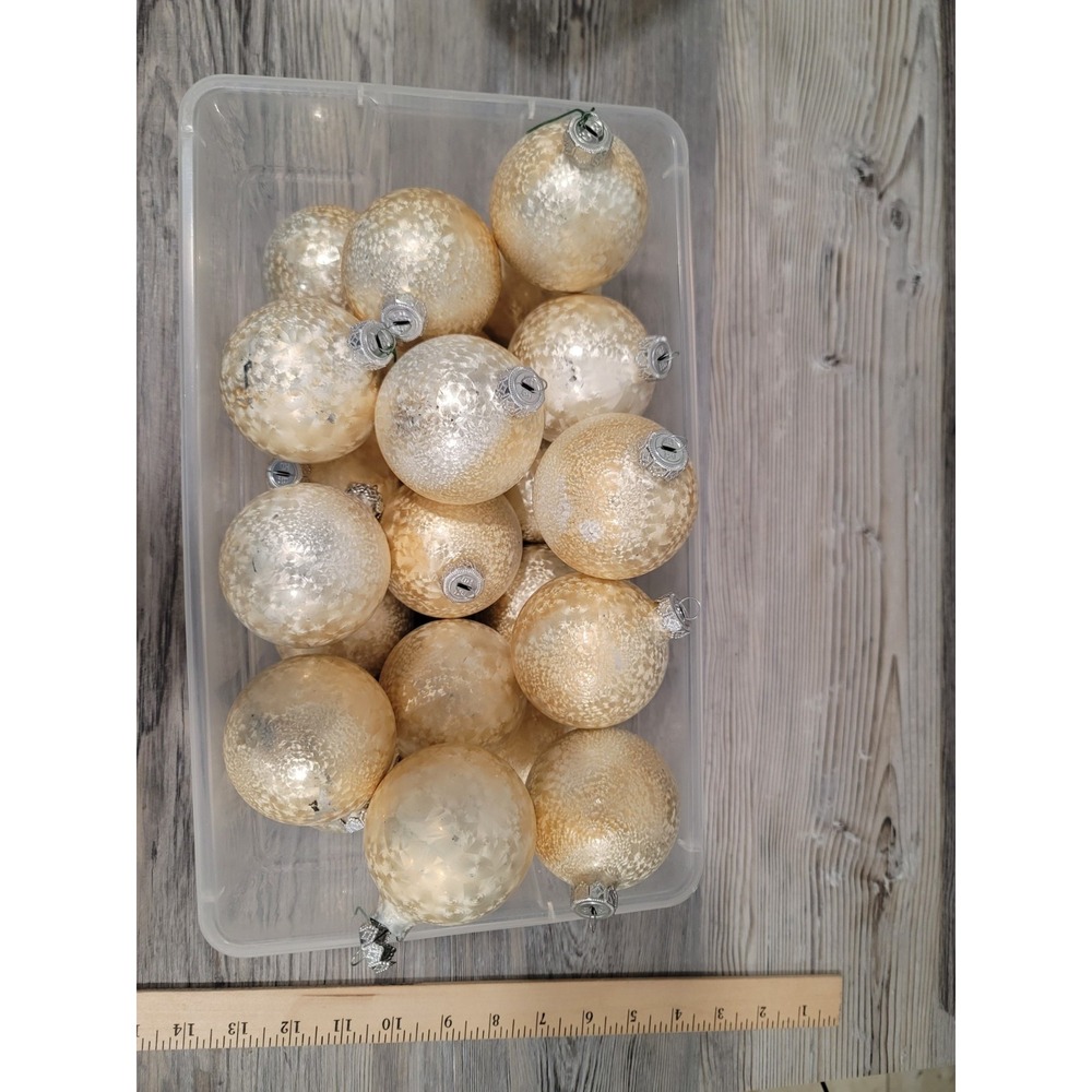 vintage handcrafted mercery glass Christmas ornaments gold textures metal top